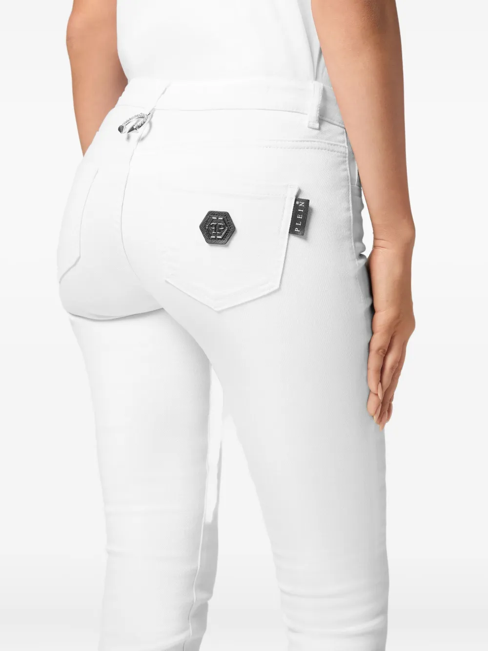 Philipp Plein Jegging met logopatch Wit