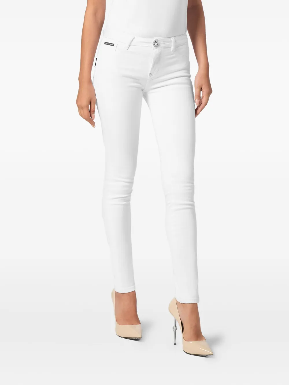 Philipp Plein Jegging met logopatch Wit