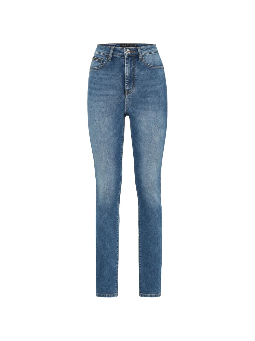 Philipp Plein high-waisted logo-patch jeans - Blu