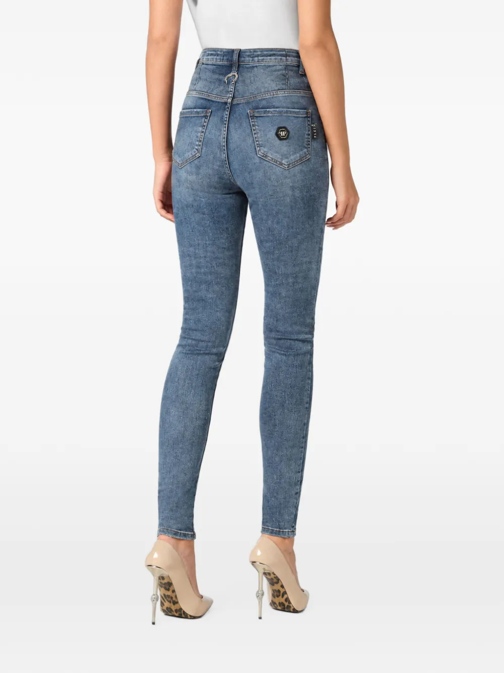 Philipp Plein High waist jeans Blauw