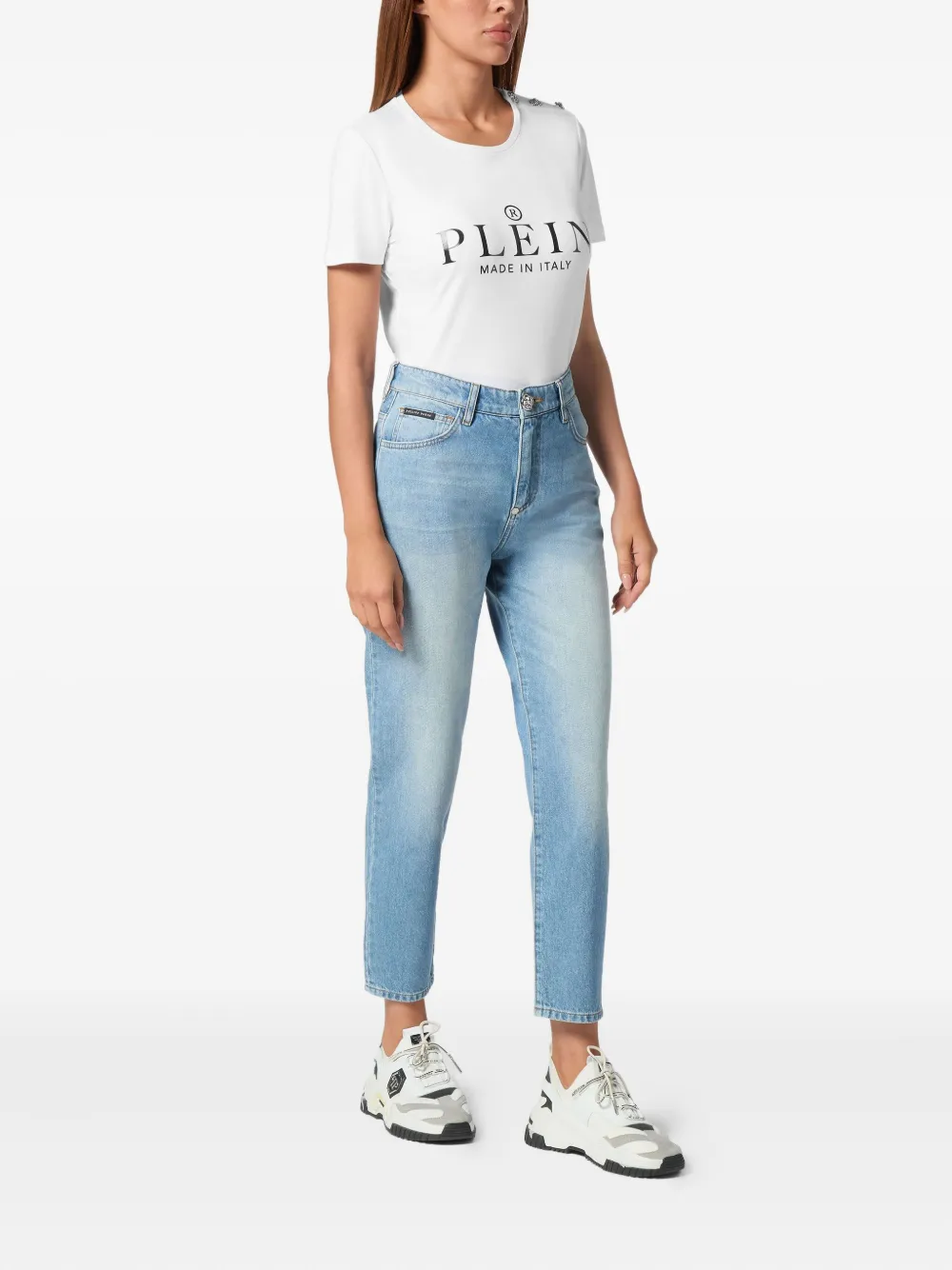 Philipp Plein logo-appliqué jeans - Blauw