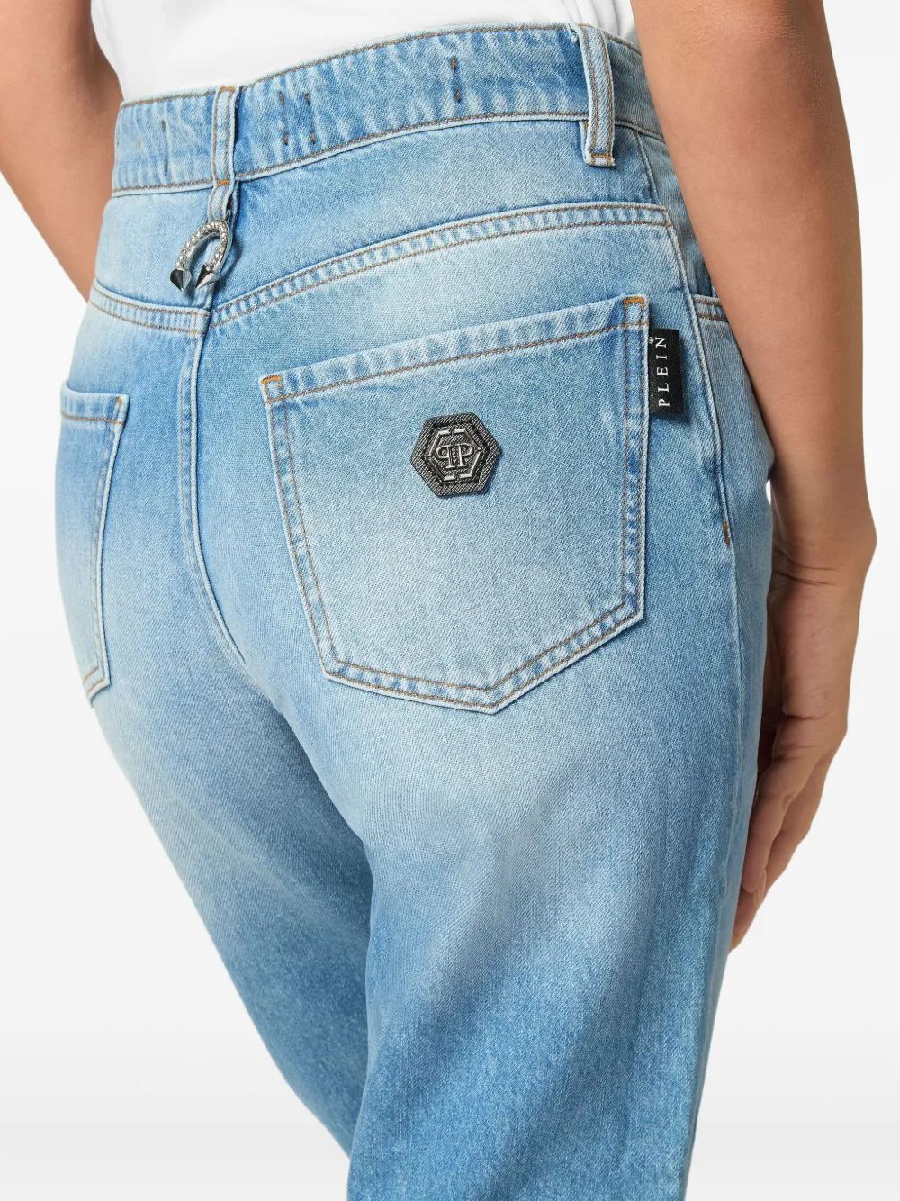 Philipp Plein Jeans met logo-applicatie Blauw