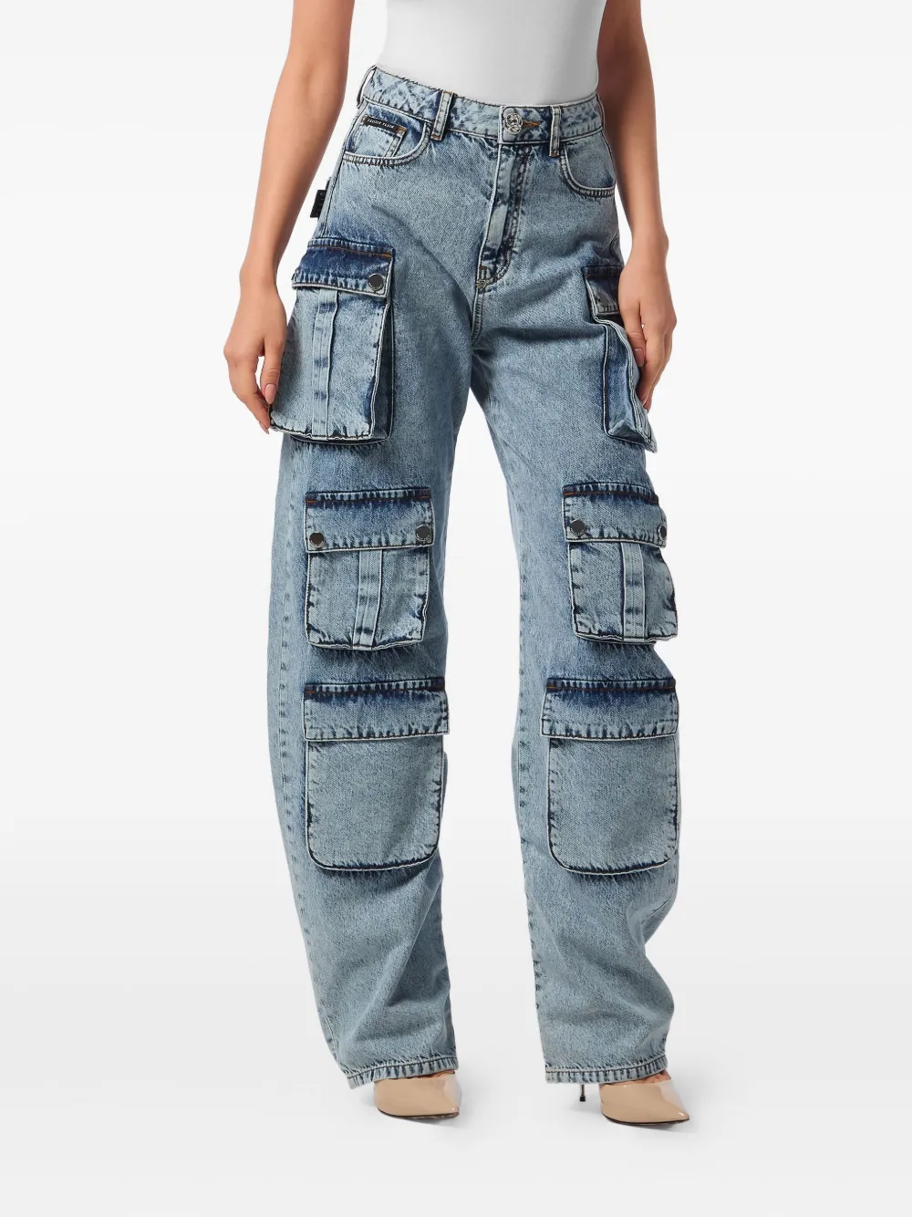 Philipp Plein wide-leg cargo jeans - Blauw