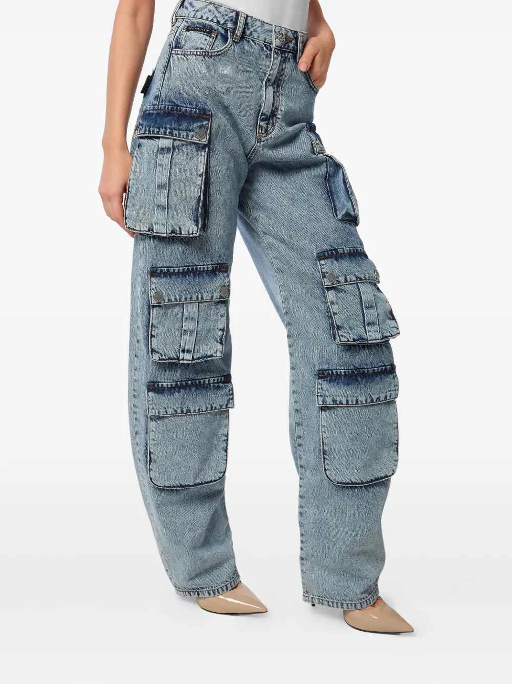 Philipp Plein Cargo jeans met wijde pijpen Blauw