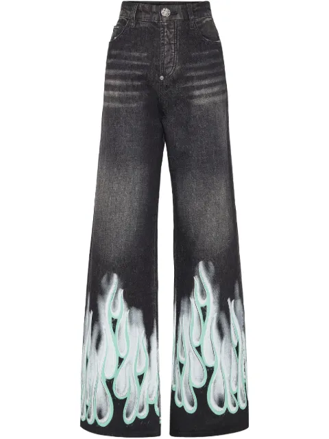 Philipp Plein Jeans met vlammenprint