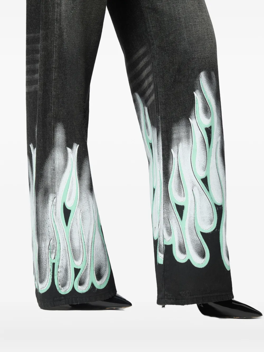 Shop Philipp Plein Flame-print Jeans In Black