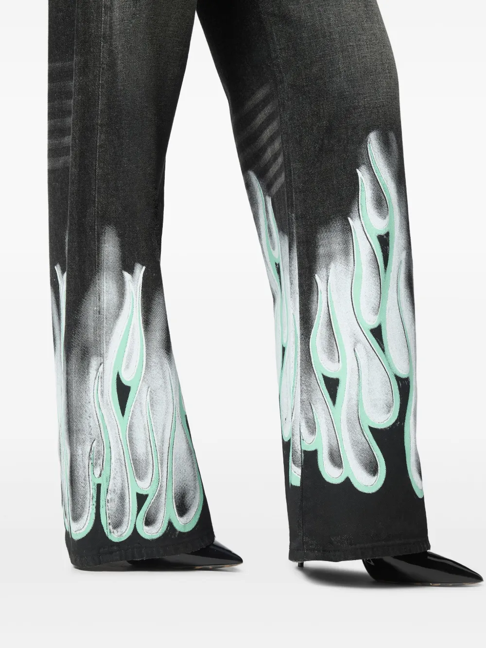 flame-print jeans