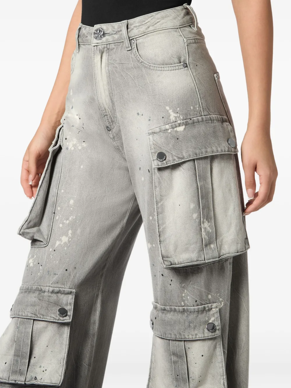 Philipp Plein Jeans met cargo zak Grijs