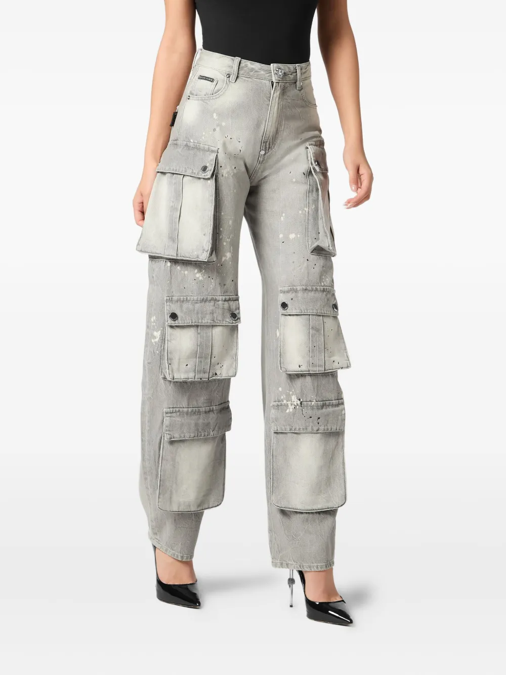 Philipp Plein Jeans met cargo zak Grijs