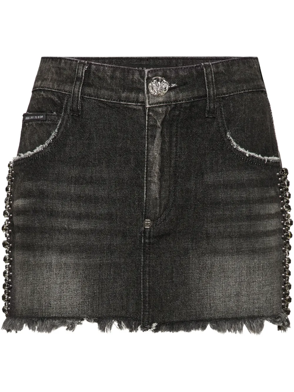 Philipp Plein Geribbelde mini-rok met stras Zwart