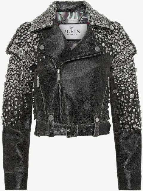 Philipp Plein leather cropped jacket