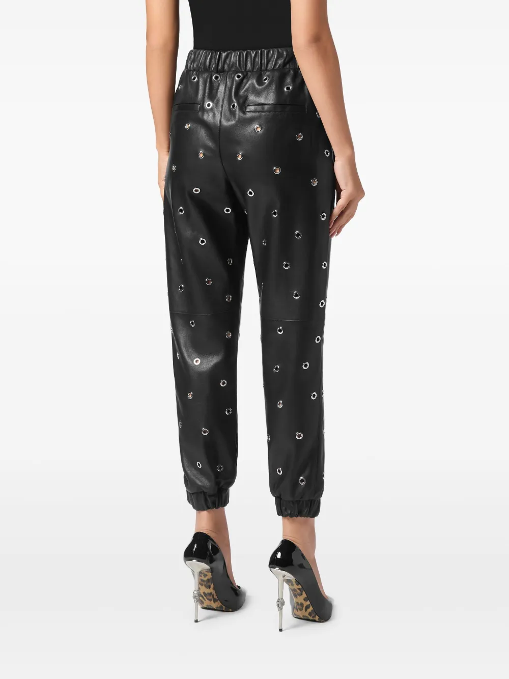 PHILIPP PLEIN EYELET LEATHER TROUSERS