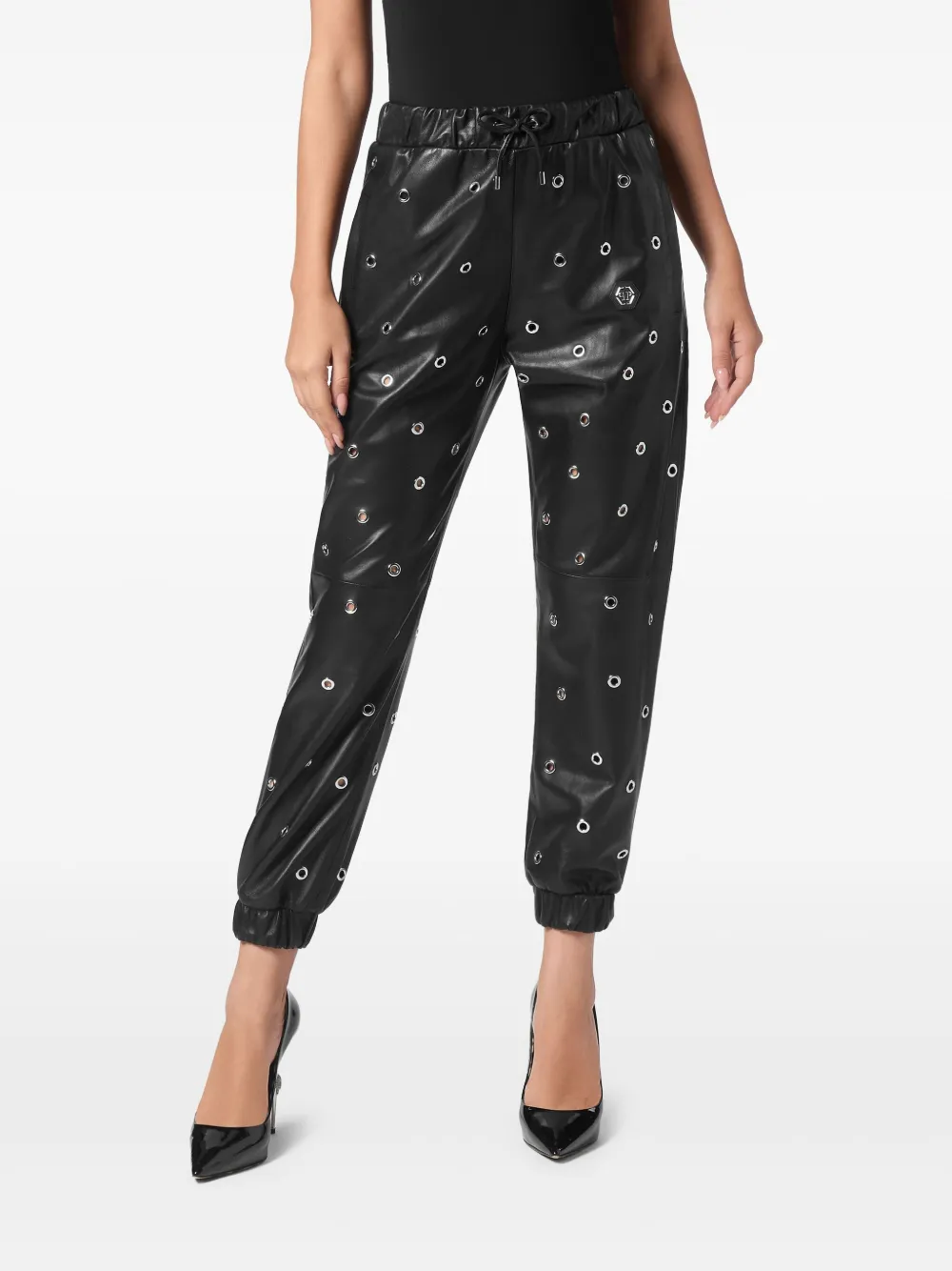 PHILIPP PLEIN EYELET LEATHER TROUSERS