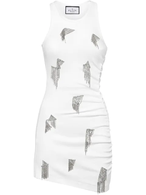 Philipp Plein fringe-detail ribbed mini dress