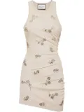 Philipp Plein floral-embellishment ribbed mini dress - Grey
