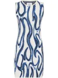 Philipp Plein patterned-jacquard flame-motif mini dress - White