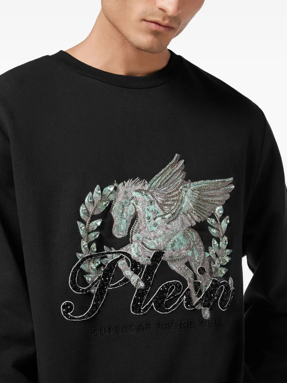 Philipp Plein Crystal-embellished Sweatshirt In Black