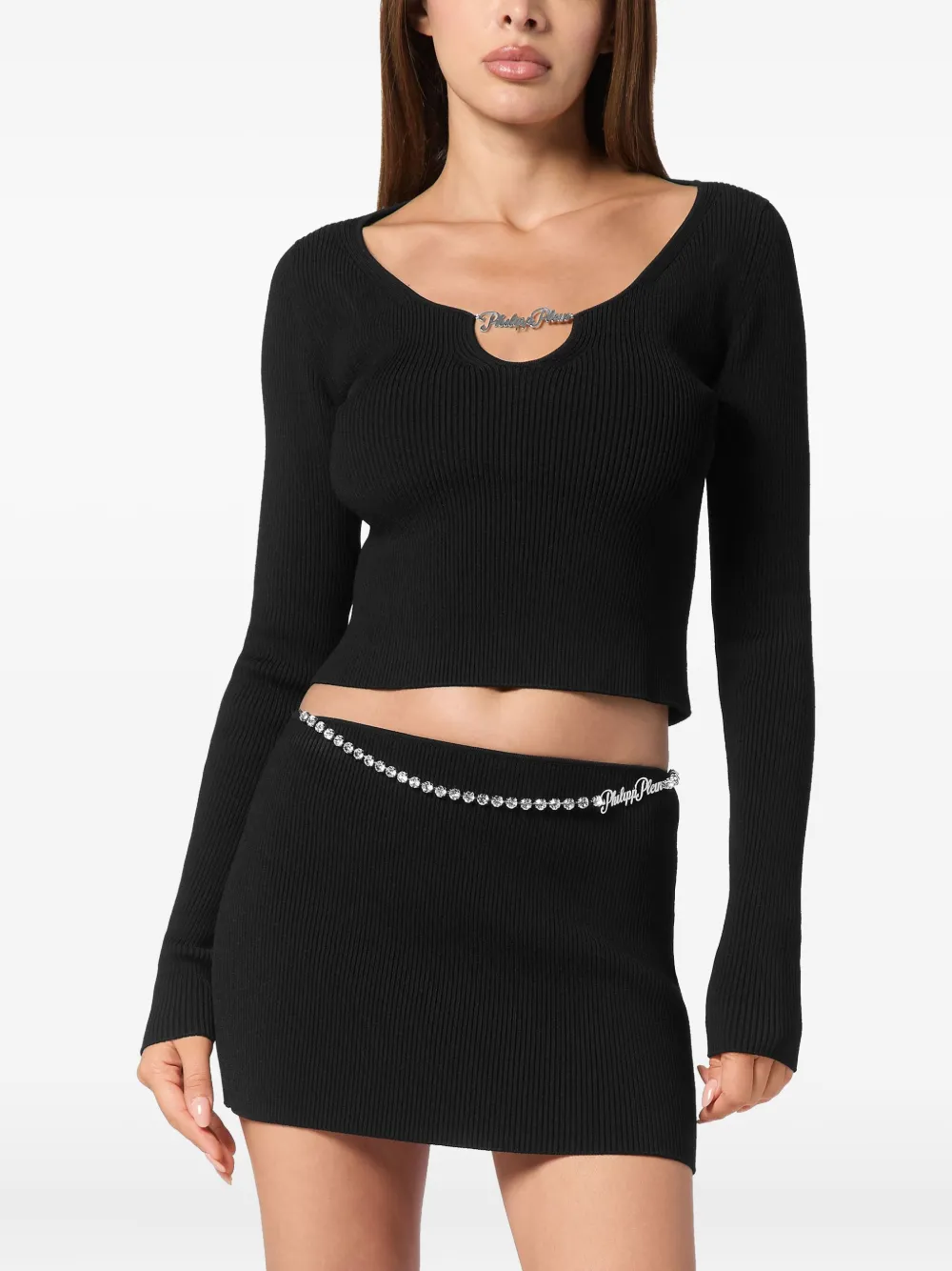 Shop Philipp Plein Cropped Top In Schwarz