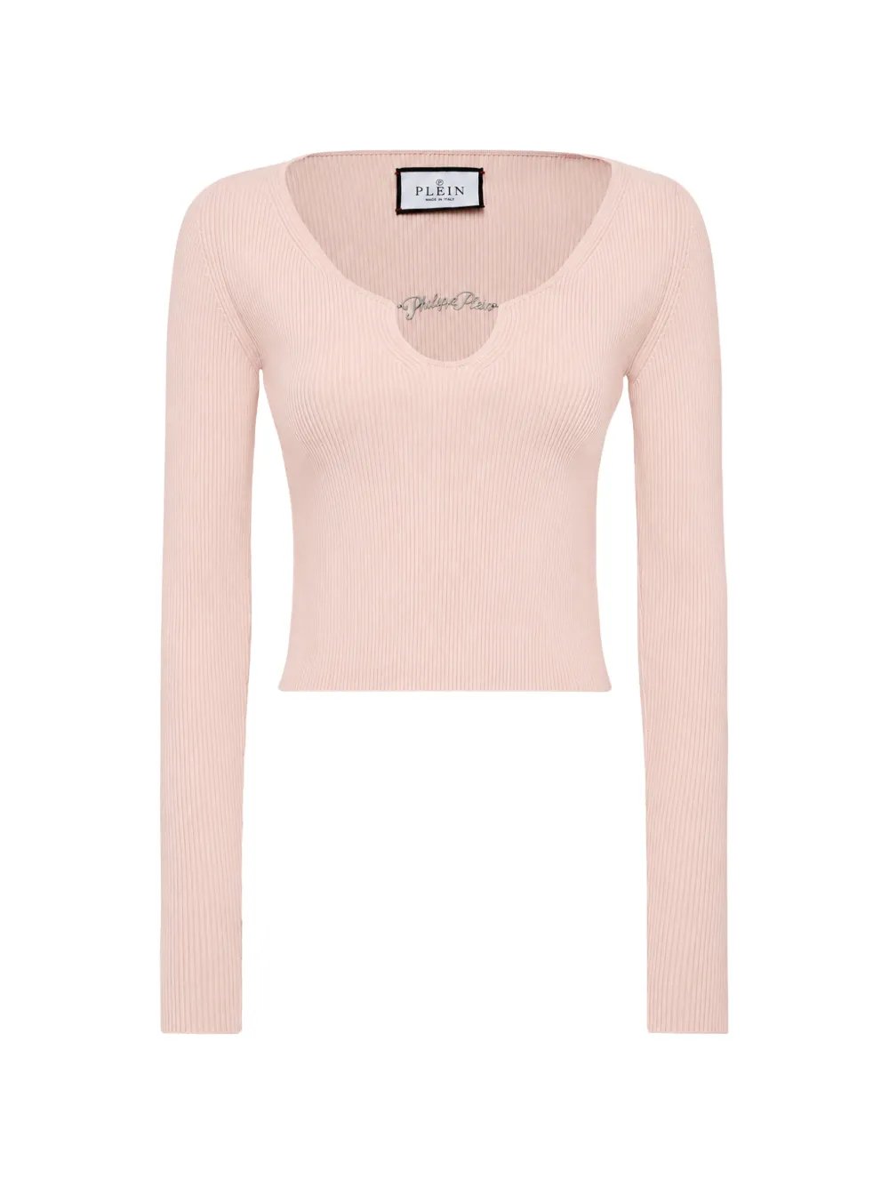 Philipp Plein Geribbelde top met logoplakkaat Roze