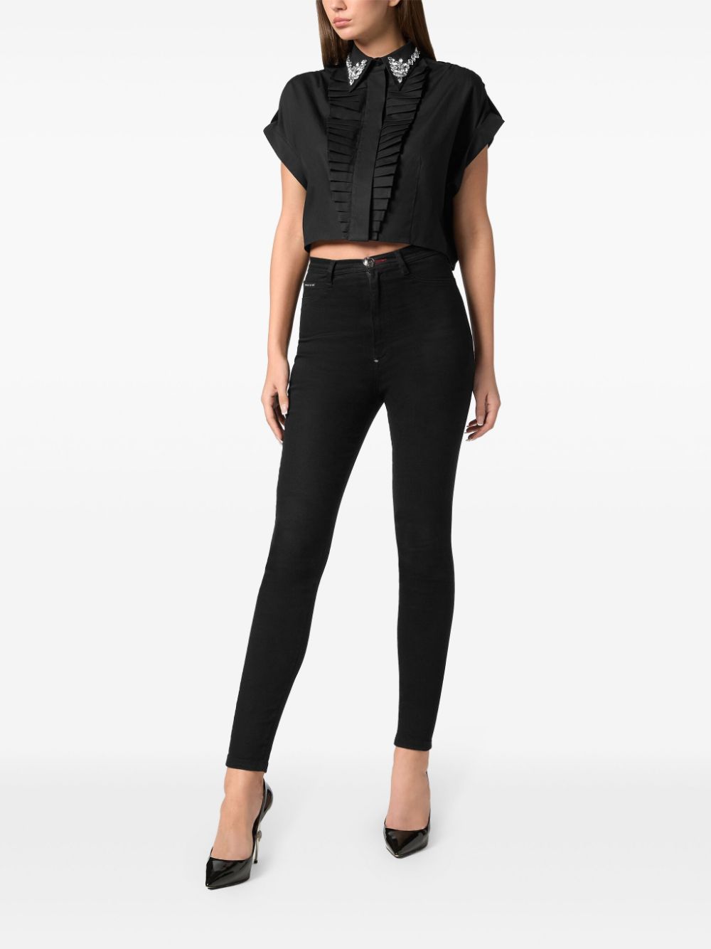 Philipp Plein Voulant cropped shirt - Zwart