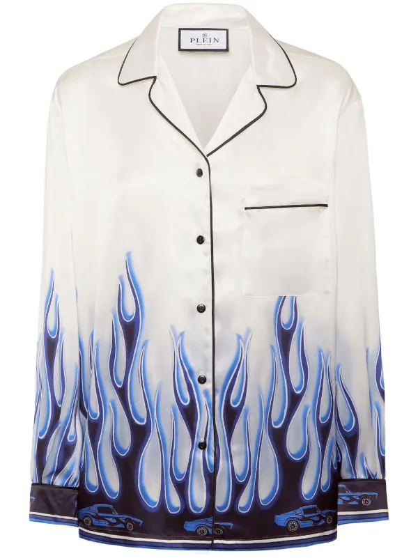 flame dress shirt Red Flame Hawaiian Shirt in Black