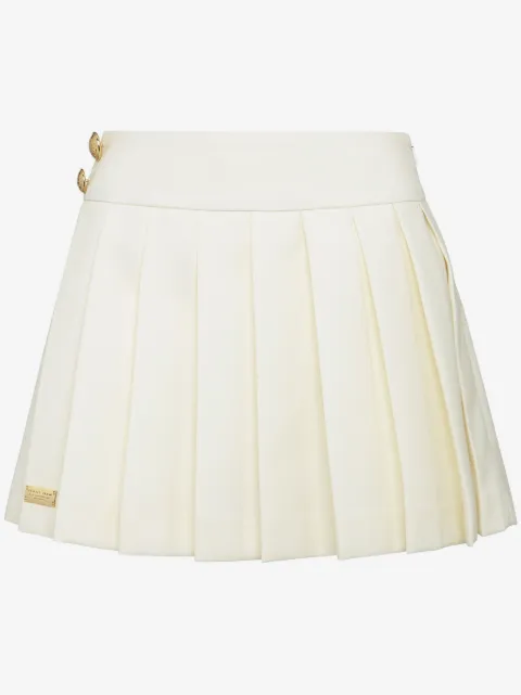 Philipp Plein wool marine plissé skirt