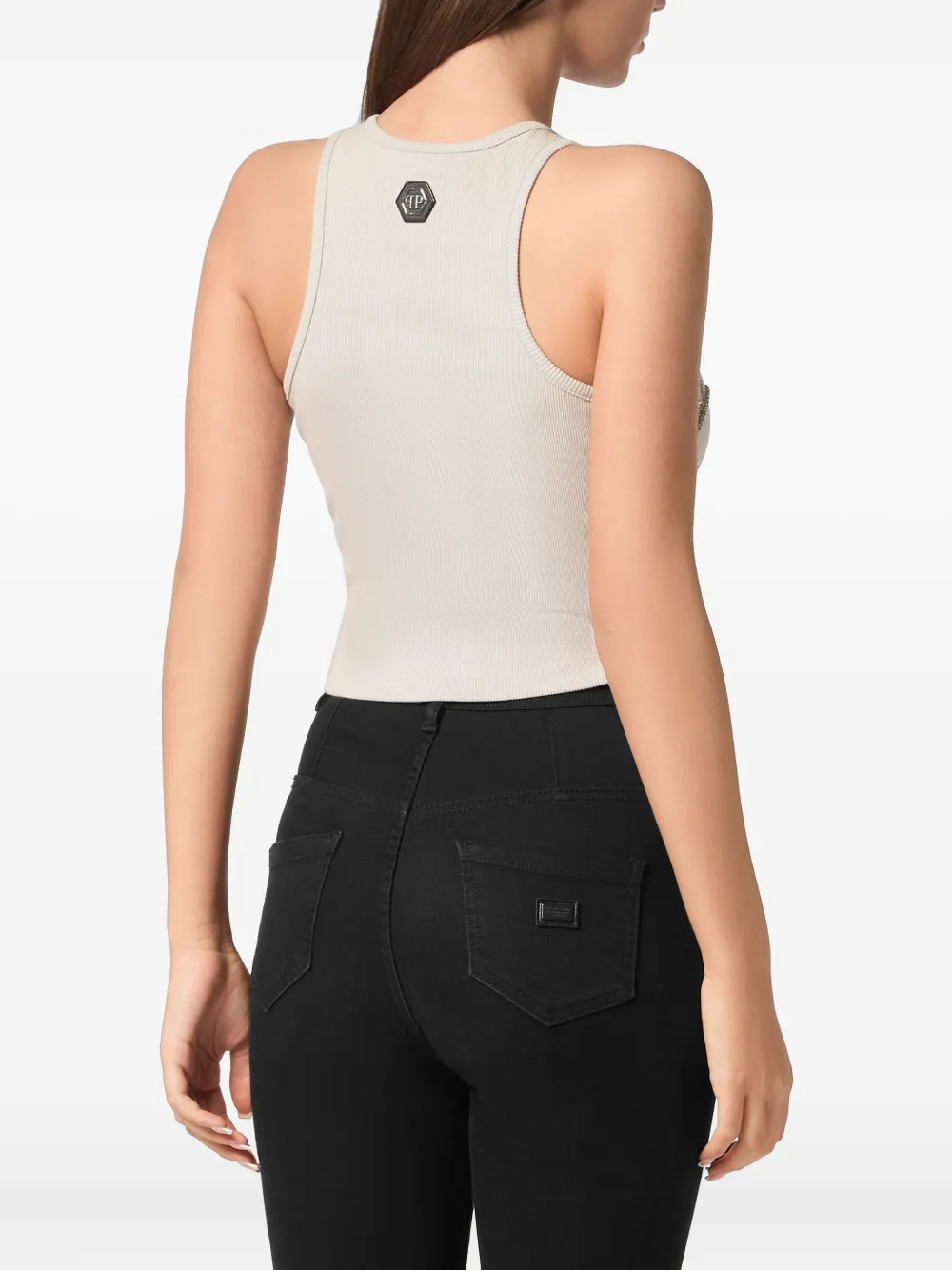 Shop Philipp Plein Flowers Tank Top In Nude