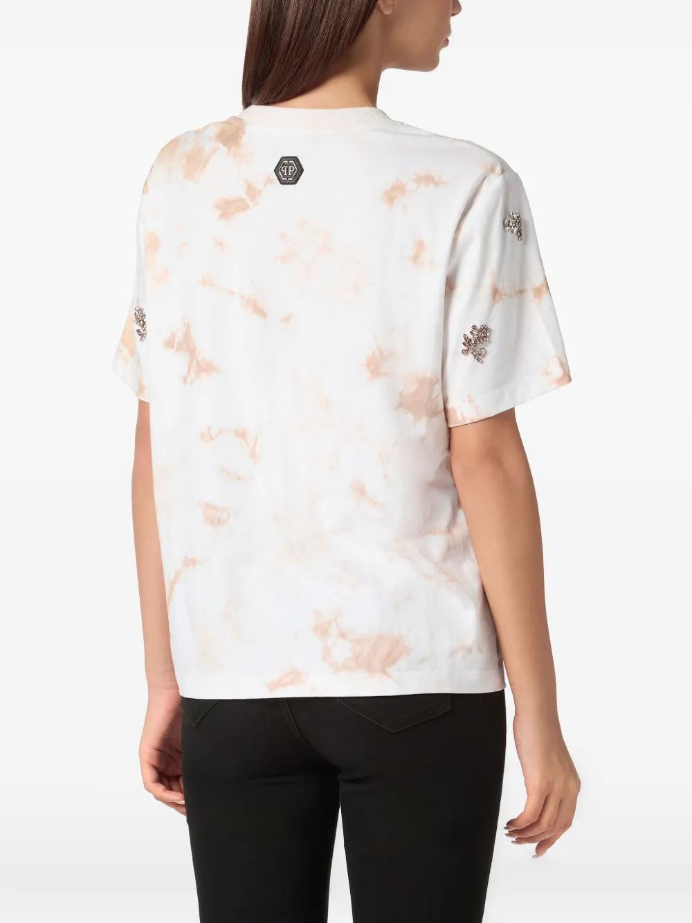 Philipp Plein Tie-dye Flowers T-shirt In 白色