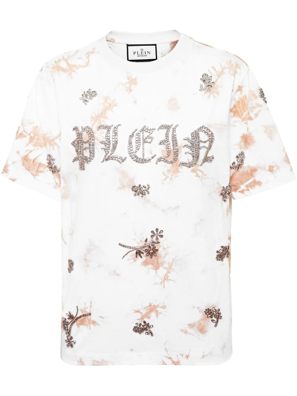 Philipp Plein Tie-dye Flowers T-shirt In 白色