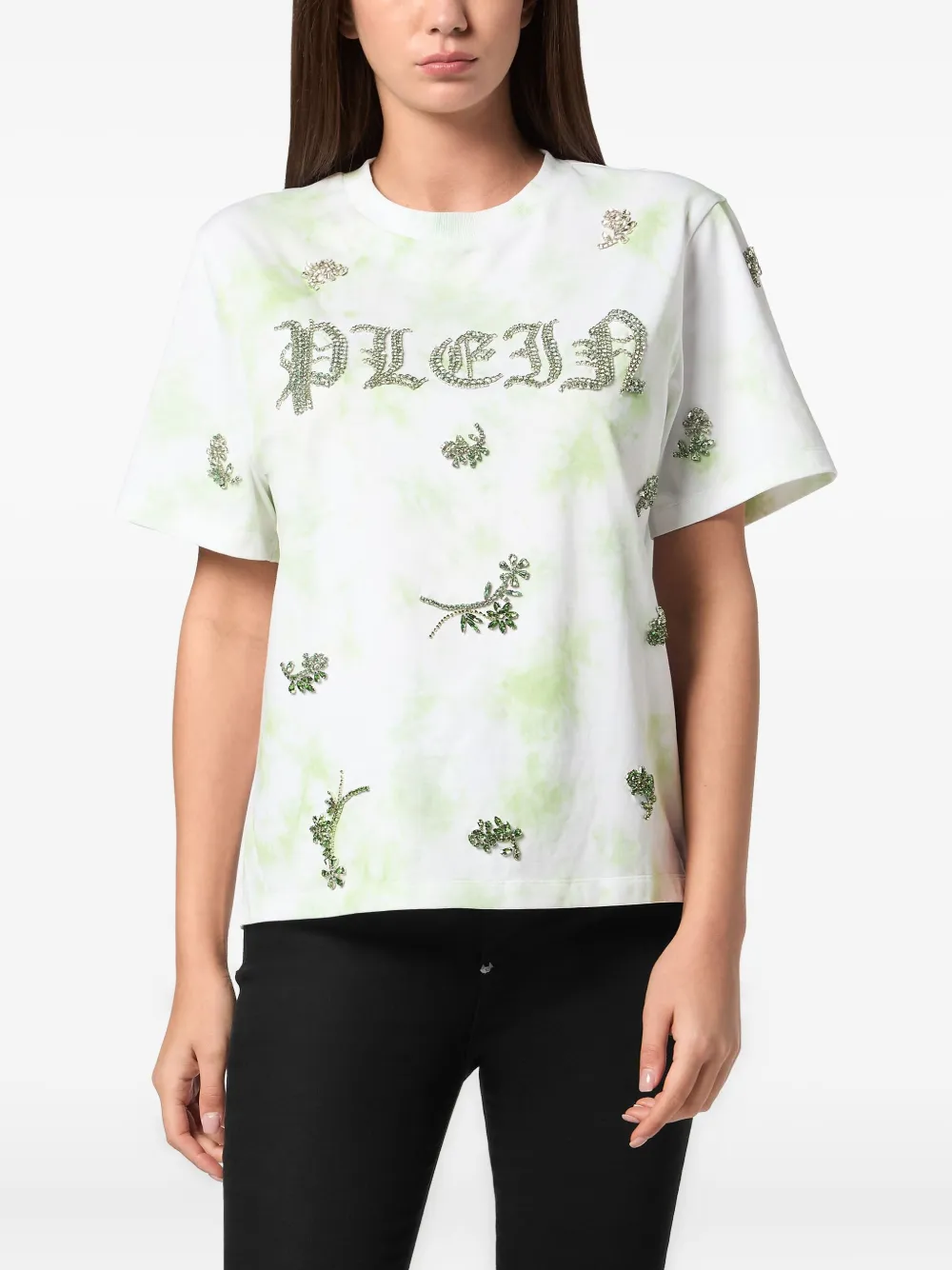 Philipp Plein Tie-Dye Flowers T-Shirt - Wit