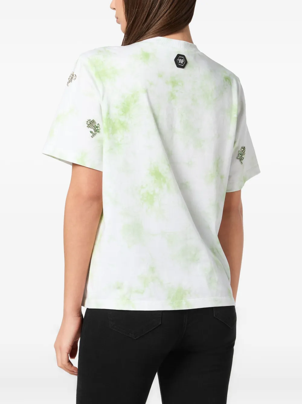 Philipp Plein Tie-Dye Flowers T-Shirt Wit