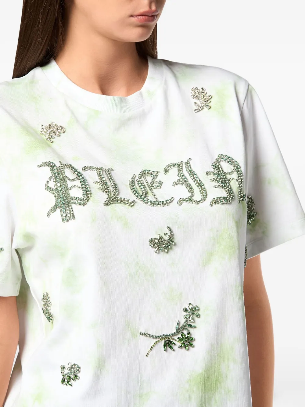 Philipp Plein Tie-Dye Flowers T-Shirt Wit