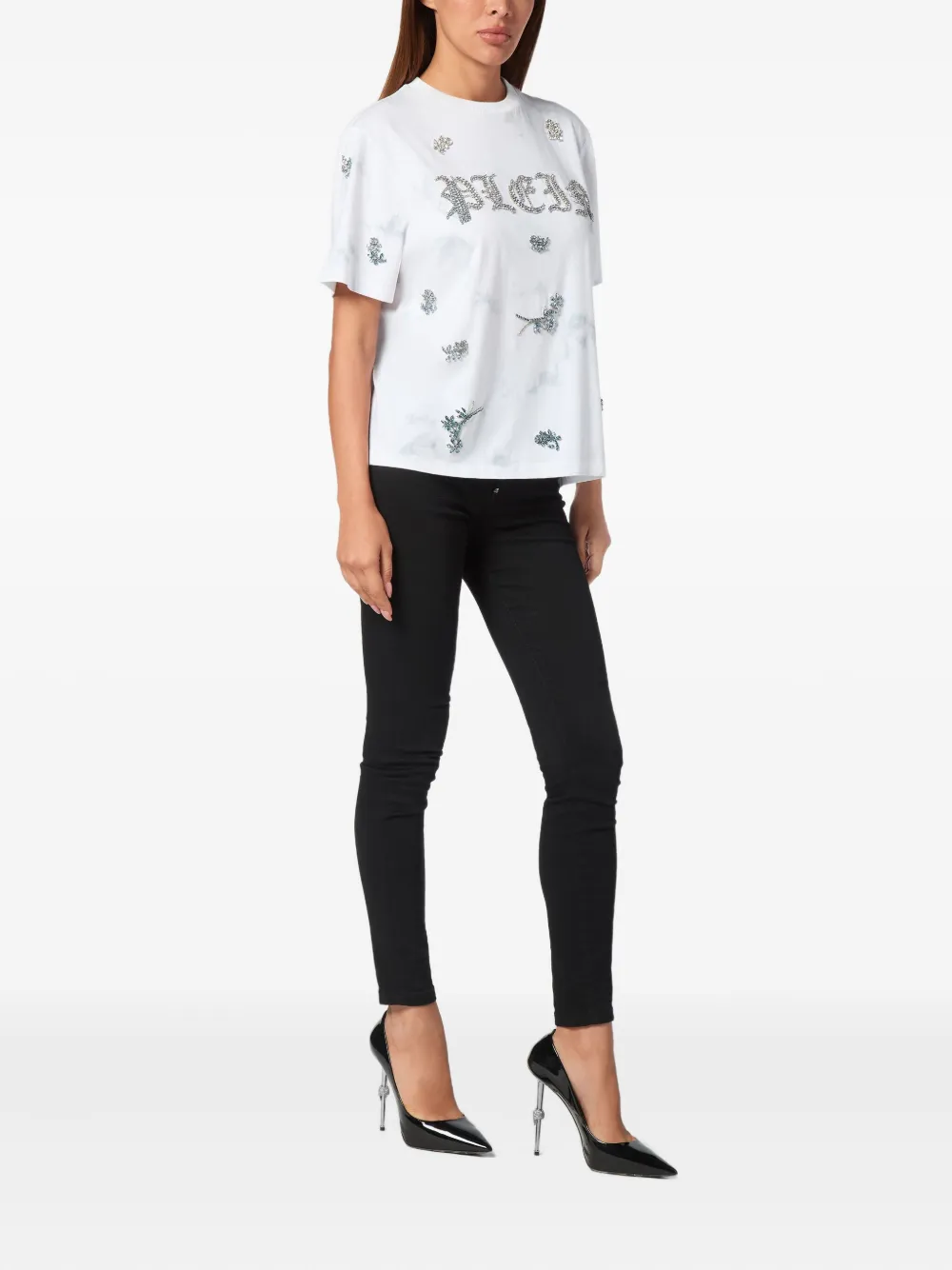 Philipp Plein Flowers t-shirt - Wit