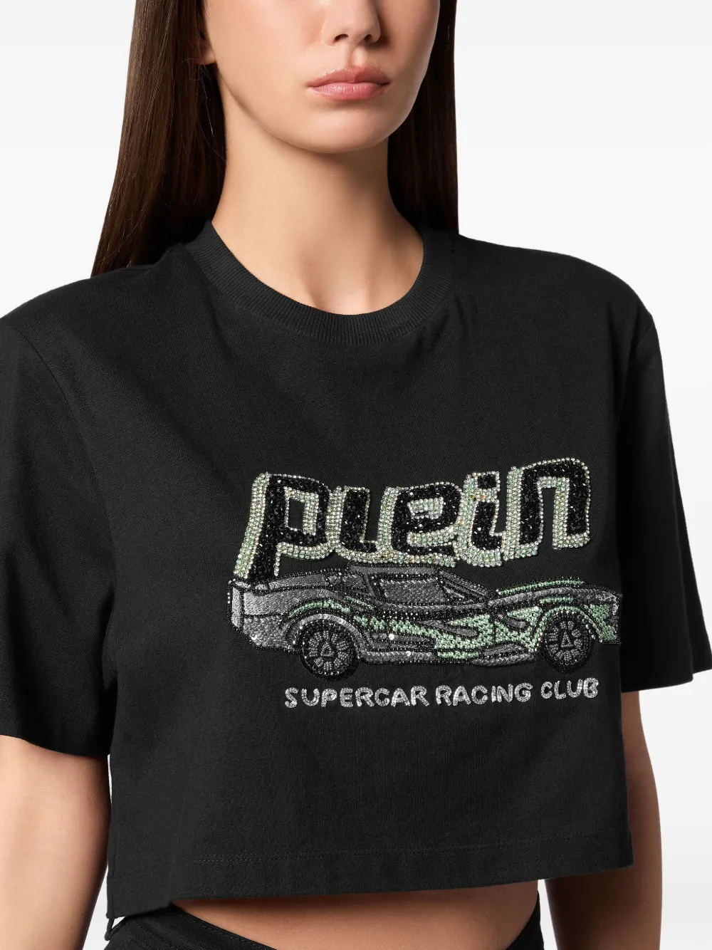PHILIPP PLEIN CAR CROPPED T-SHIRT 