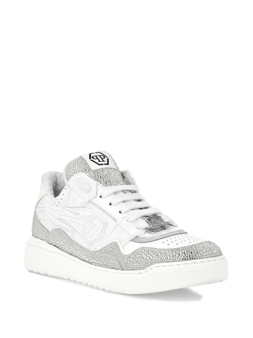 Philipp Plein leather low-top sneakers - Wit