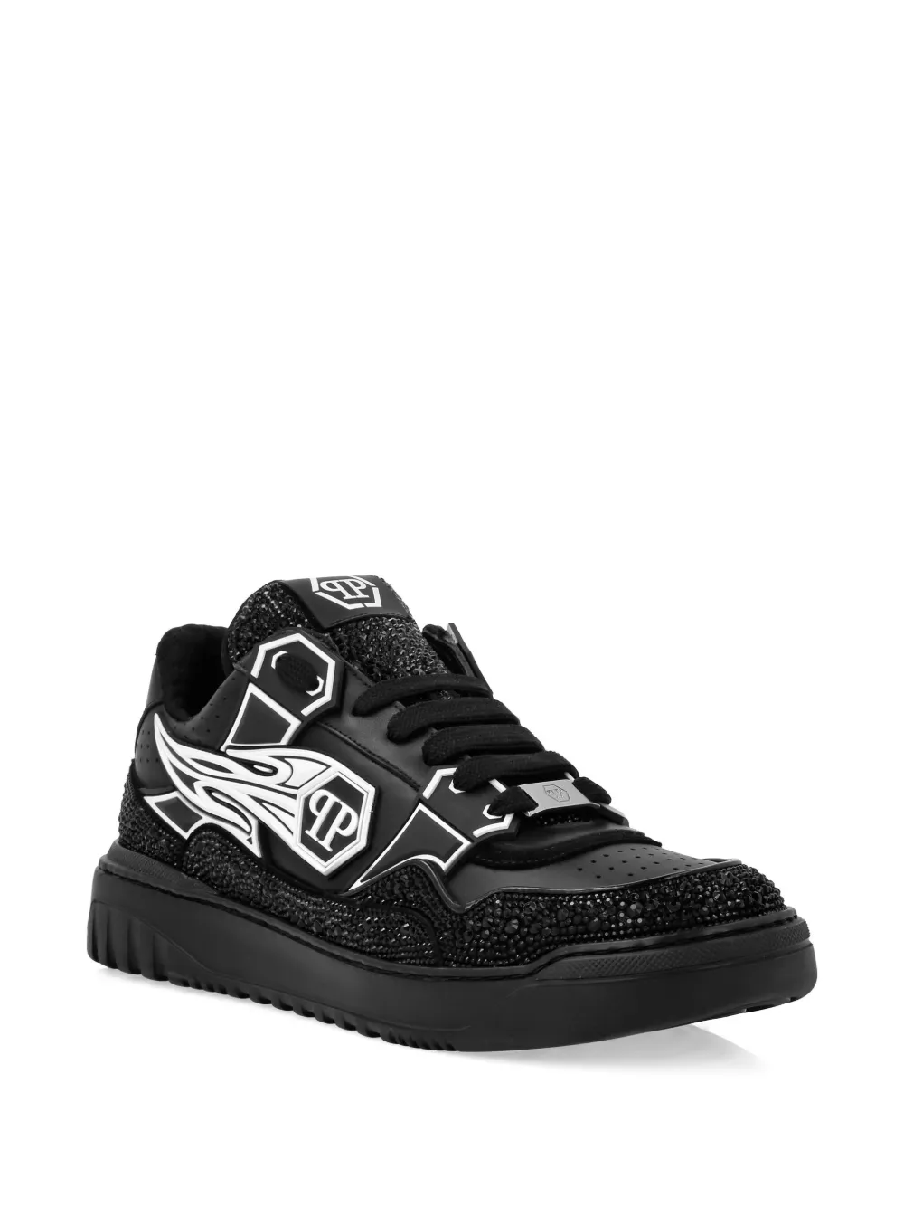 Philipp Plein leather low-top sneakers - Zwart