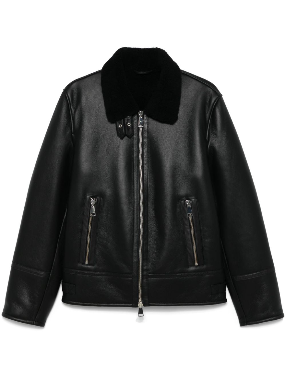 DONDUP shearling-collar jacket - Black