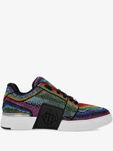 Philipp Plein suede lo-top sneakers strass Hexagon