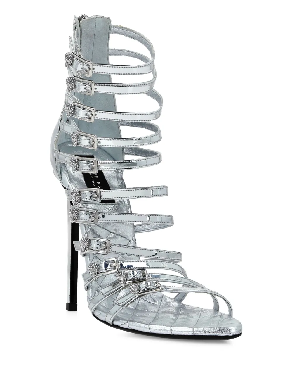 Philipp Plein Mirror Plein Skull sandals - Zilver