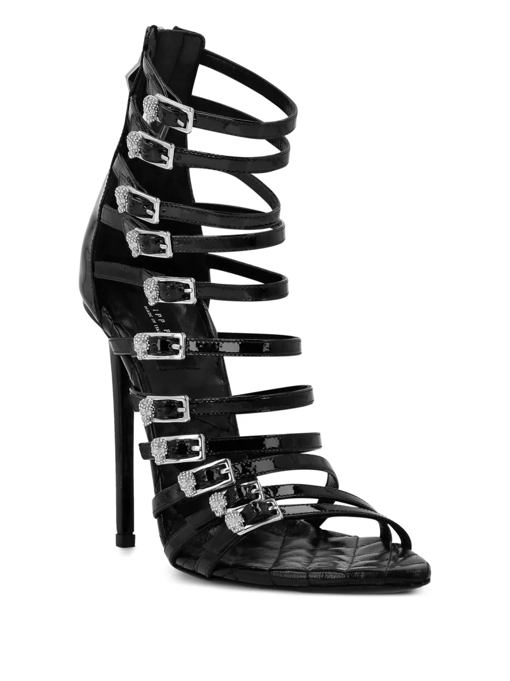 Philipp Plein Skull leather sandals - Zwart