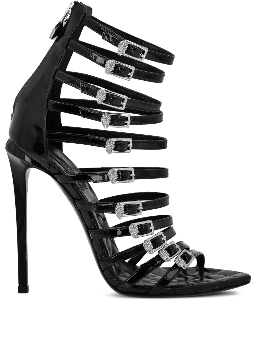 Philipp Plein Skull leather sandals Black