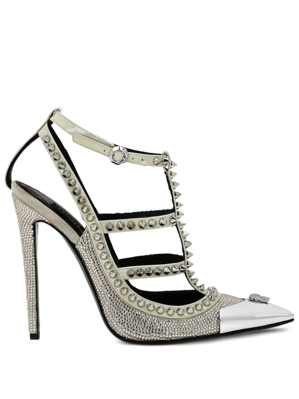 Philipp Plein 120mm spike-embellished heeled sandals Neutrals