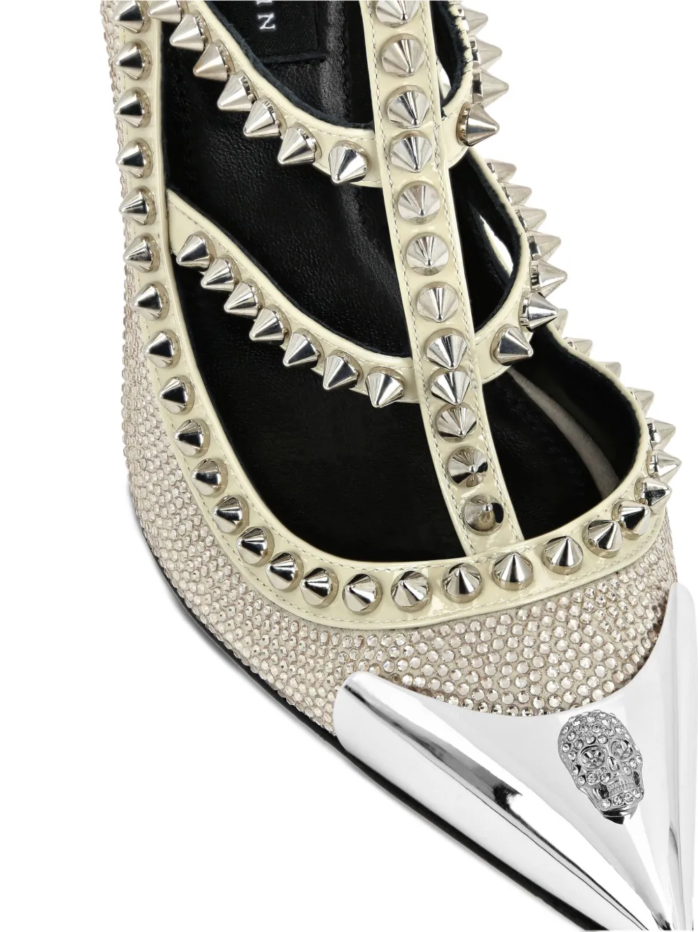 Philipp Plein 120 mm sandalen verfraaid met spikes en hak Beige