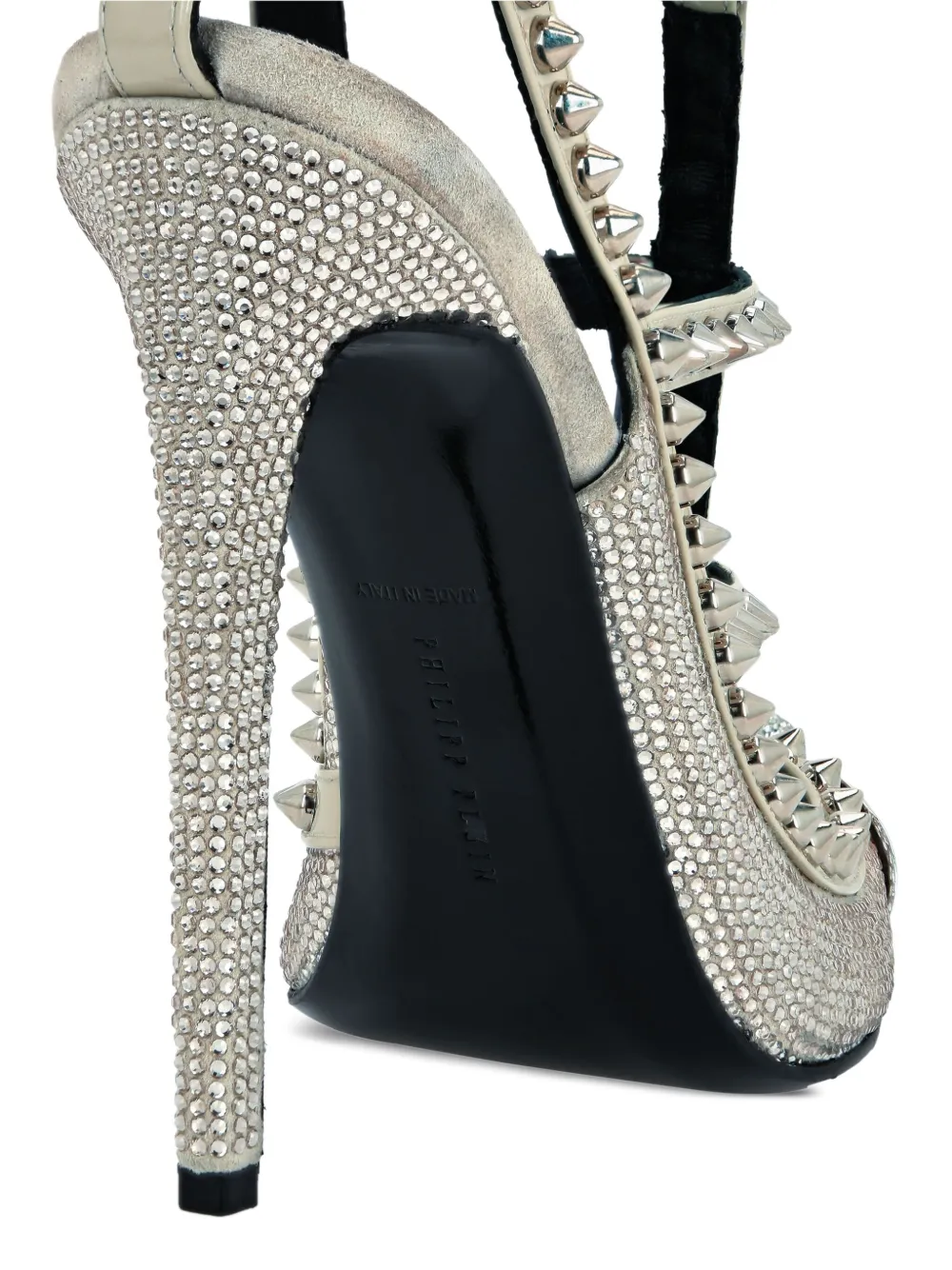 Philipp Plein 120 mm sandalen verfraaid met spikes en hak Beige