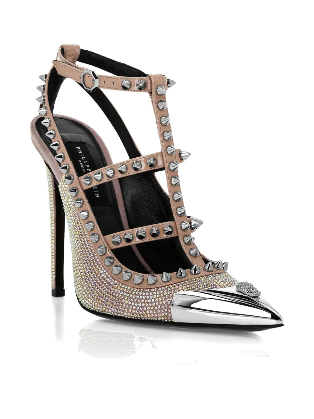 Philipp Plein 120mm skull-embellished leather sandals - Beige