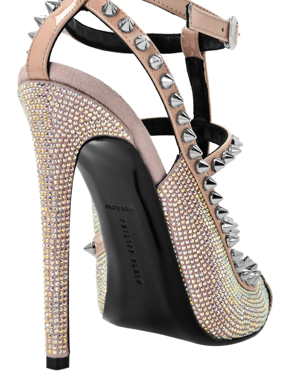 Shop Philipp Plein 120mm Skull-embellished Leather Pumps In Neutrals