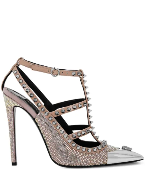 Philipp Plein 120mm skull-embellished leather pumps
