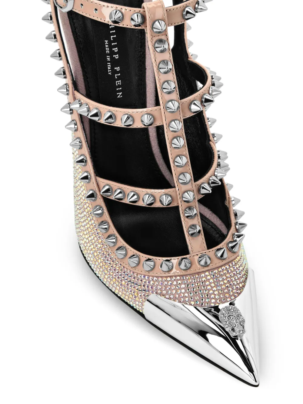 Philipp Plein 120mm skull-embellished leather pumps Neutrals