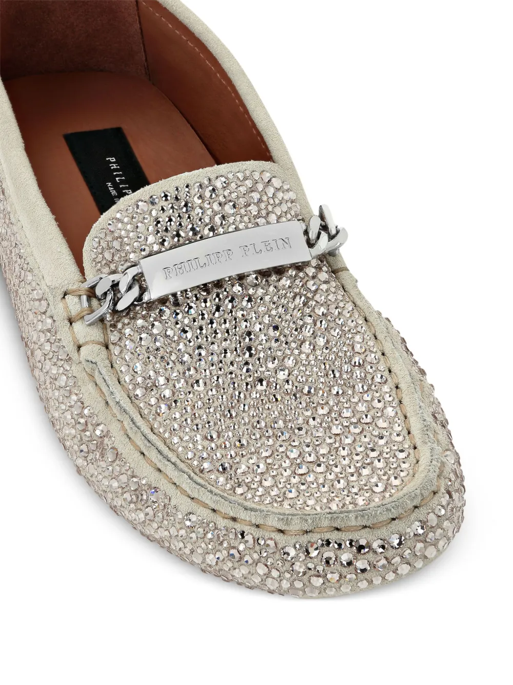 Philipp Plein rhinestone-embellished loafers Neutrals