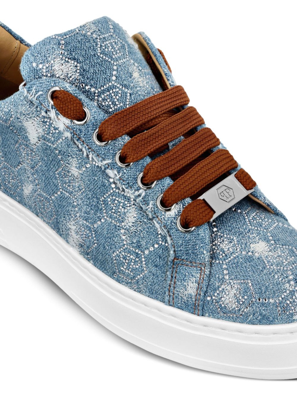 Philipp Plein Monogram Strass sneakers Blauw